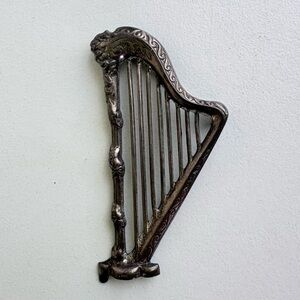 Vintage Sterling Silver Harp Musical Instrument